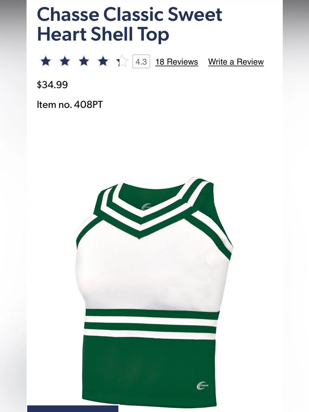 Green and White Cheerleading Uniform Set